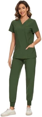 COZYFIT Scrubs for Women Set - Stretch V-Neck Scrub Top & Jogger Pant with 8 Pockets - Image 4