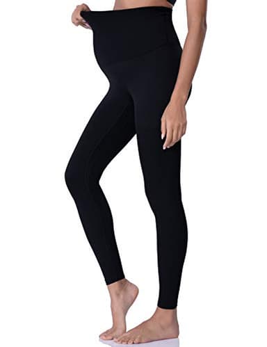 POSHDIVAH Women's Maternity Leggings Over The Belly Pregnancy Yoga Pants Active Wear Workout Leggings 2pcs Black Large - Image 2