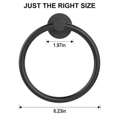 SetSail Towel Holder for Bathroom Wall Matte Black Towel Ring Stainless Steel Hand Towel Holder Heavy Duty Towel Hanger for Bath, Kitchen - Image 6