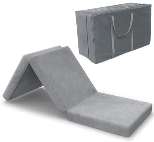 SINWEEK Tri Folding Mattress Foam Topper 4" Thickness Floor Cot Mattress, Guset Bed with Removable&Machine Washable Cover and Lining, CertiPUR-US Certified 25 x 75 Inch - Image 1