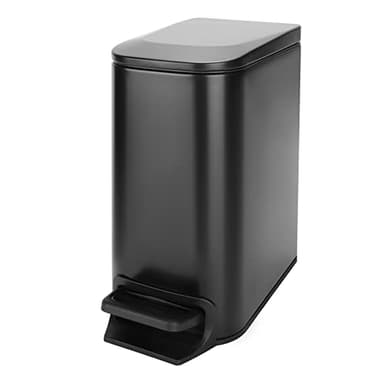 Cesun Small Bathroom Trash Can with Lid Soft Close, Step Pedal, 6 Liter / 1.6 Gallon Stainless Steel Garbage Can with Removable Inner Bucket, Anti-Fingerprint Finish (Matt Black) - Image 1