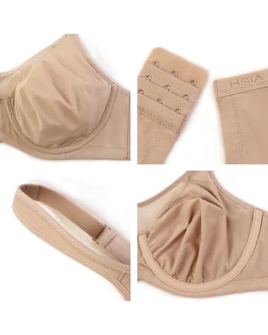 HSIA Minimizer Bras for Women Plus Size, Full Coverage Coolcomfort T Shirt Unlined Bra with Underwire & Wide Strap Support for Heavy Breast, Dark Beige 36DDD - Image 5