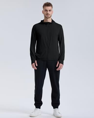 Locachy Men's UPF 50+ Sun Protection Outdoor Lightweight Full Zip Hoodie Jacket Long Sleeve Fishing Hiking Performance Shirt Black XL - Image 7
