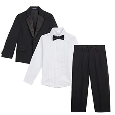 Nautica Little Boy's Tuxedo Set with Jacket, Pant, Shirt, and Bow Tie Suit, Black Tuxedo, 5 - Image 6