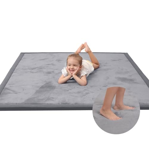 Baby Play Mat for Floor,1.3" Thick Memory Foam Tummy Time Mat,Soft Coral Velvet Nursery Rug,Large Non Slip for Crawling,Toddlers,Infants,Kids,Yoga & Tatami Style for Living Room(Dark Gray) - Image 1