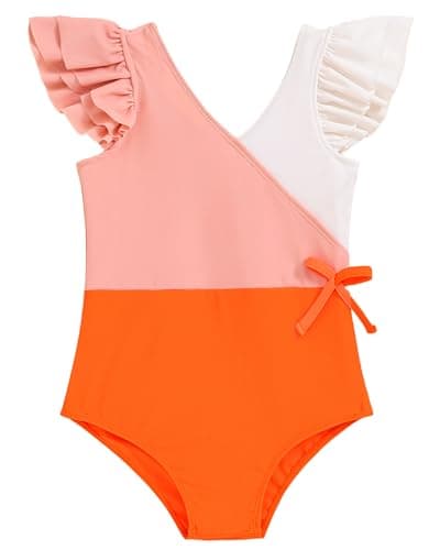 Mioglrie Girls Swimsuit Toddler Swimsuit Girl 5T Girls Bathing Suit One Piece Bathing Suits Swimsuits Size 6 Orange Swimwear Toddler Beach Essentials - Image 1