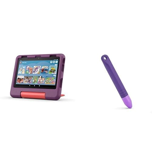 Amazon Fire HD 8 Kids tablet, ages 3-7 (32GB, Grape) + Stylus Bundle - Image 1