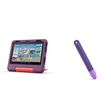 Amazon Fire HD 8 Kids tablet, ages 3-7 (32GB, Grape) + Stylus Bundle - Image 1