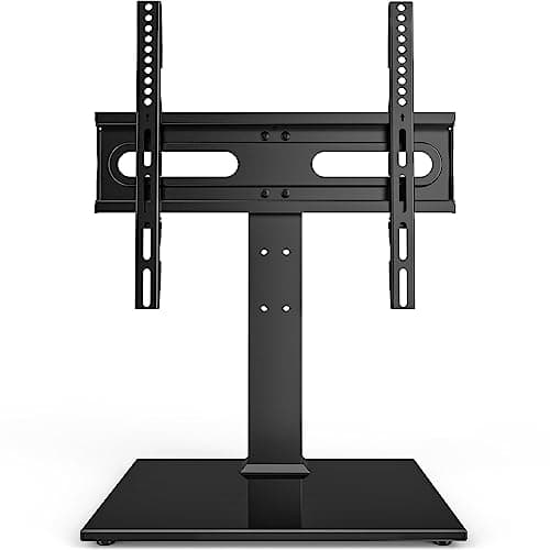 Universal TV Stand - Table Top TV Stand for 27-60 inch LCD LED TVs - 9 Level Height Adjustable TV Base Stand with Tempered Glass Base & Wire Management, VESA 400x400mm - Image 1