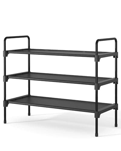 Kitsure Shoe Rack for Closet, Sturdy Shoe Storage for Entryway, Space-Saving Shoe Rack Small and Shoe Shelf, 27.6" Wide, Black - Image 1