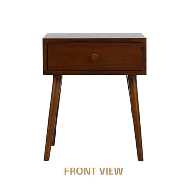 NTC Lux Solid Wood Nightstand with Drawer, Mid Century Modern Side Table Bedroom, Bedside Furniture, Night Stand, End Table, Easy Assembly - Dark Walnut - Image 4