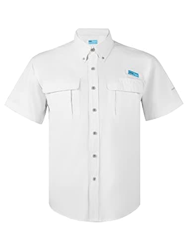 Tuna Men's UV UPF 50+ Fishing Shirts for Men Sun Protection Breathable Fast Dry SPF Hiking Short Sleeve Shirt(16# Brilliant White M) - Image 1