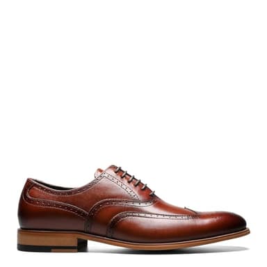 STACY ADAMS mens Dunbar - Wingtip Oxford, Cognac, 10.5 US - Image 3