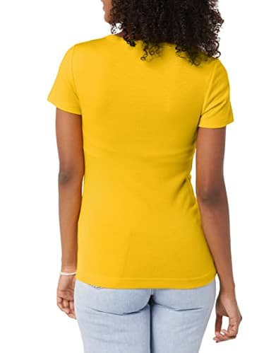 Amazon Essentials Women's Slim-Fit Short-Sleeve Crewneck T-Shirt, Pack of 2, White/Gold, XX-Large - Image 3