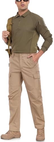 Mens Work Pants Waterproof Ripstop Durable Cargo Tactical Pants Outdoor Lightweight Utility Hiking Working Construction Pants with 7 Pockets Khaki 38Wx34L - Image 6
