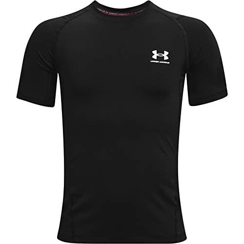 Under Armour Boys HeatGear Armour Short-Sleeve T-Shirt , Black (001)/White , Medium - Image 1