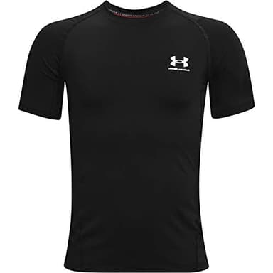 Under Armour Boys HeatGear Armour Short-Sleeve T-Shirt , Black (001)/White , Medium - Image 1