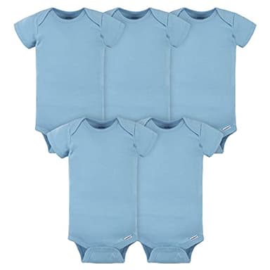 Gerber Baby 5-Pack Solid Onesies Bodysuits, Blue, 0-3 Months - Image 1