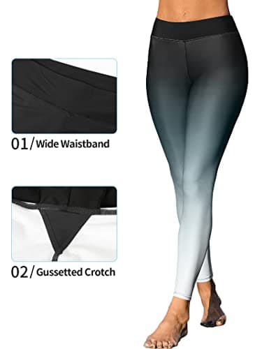 ATTRACO Womens Swim Pants UPF 50 Swimming Tights Quick Dry Swim Leggings Swimwear Black Gradient M - Image 2