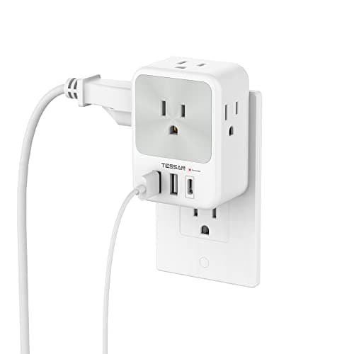 Surge Protector Wall Outlet Extender, TESSAN Multi Plug Outlet Splitter with 3 USB Charging Blocks(1 USB C), Multi Plug Wall Charger for Home, Office, School, College Dorm Essentials - Image 1