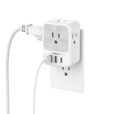 Surge Protector Wall Outlet Extender, TESSAN Multi Plug Outlet Splitter with 3 USB Charging Blocks(1 USB C), Multi Plug Wall Charger for Home, Office, School, College Dorm Essentials - Image 1