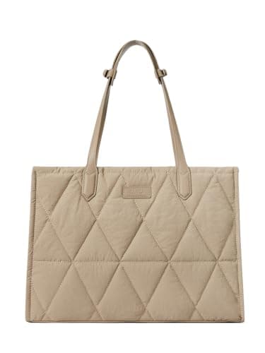 CLUCI Quilted Puffer Tote Bag for Women 15.6 inch Laptop Shoulder Women Briefcase Work Bag for Travel - Image 1