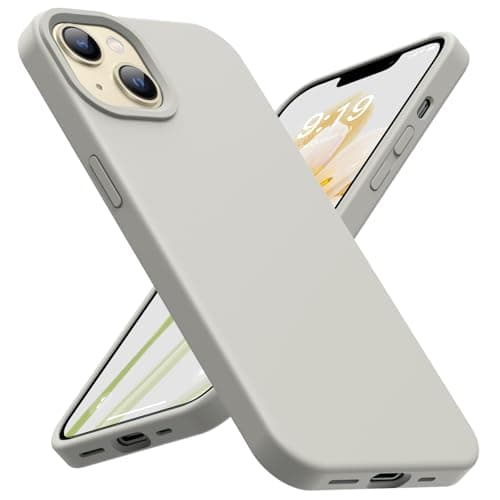 OuXul for iPhone 14 Case, iPhone 13 Case Shockproof Liquid Silicone Protective Phone Case with Soft Anti-Scratch Microfiber Lining Ultra Slim Drop Protection Phone Cover 6.1 inch(Stone) - Image 1