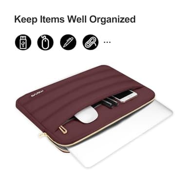 MOSISO 15-15.6 inch Laptop Case, 16 inch Puffy Laptop Sleeve Compatible with MacBook Pro 16, HP Dell ASUS Acer Toshiba Lenovo Notebook Computer, Polyester Horizontal Bag with Small Case, Wine Red - Image 2