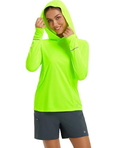 baleaf Women's Sun Shirts UPF 50+ Hoodie Long Sleeve Spf UV Shirt Lightweight Quick Dry Hiking Zip Pocket Green S - Image 1