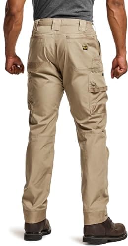 CQR Men's Quick Dry Work Pants, Water Resistant Outdoor Tactical Pants, Lightweight Stretch Cargo Hiking Pants, Frontline Khaki, 34W x 32L - Image 2