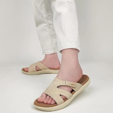 KuaiLu Womens Fashion Orthotic Slides Ladies Lightweight Athletic Yoga Mat Walking Sandals Slip On Thick Cushion Recovery Slippers Sandles Comfortable Plantar Fasciitis Arch Support Tan Beige Size 9 - Image 6