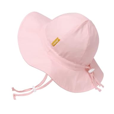 Baby Girl Sun Hat with UPF 50+ Outdoor Adjustable Toddler Beach Hat with Wide Brim Bucket Hats for Kids 6-24 Months Pink - Image 1