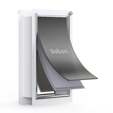 Baboni 3-Flap Pet Door for Wall, Steel Frame and Telescoping Tunnel, Aluminum Lock, Double Flap Dog Door and Cat Door, Strong and Durable (Pets Up to 220 Lb) -X-Large - Image 1