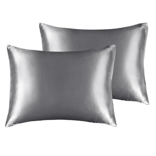 BEDELITE Satin Pillowcase for Hair and Skin, Super Soft and Cooling Similar to Silk Pillow Cases 2 Pack with Envelope Closure, Gift for Women Men(13"x18" Toddler Size, Dark Grey) - Image 1