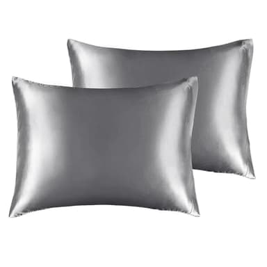 BEDELITE Satin Pillowcase for Hair and Skin, Super Soft and Cooling Similar to Silk Pillow Cases 2 Pack with Envelope Closure, Gift for Women Men(13"x18" Toddler Size, Dark Grey) - Image 1