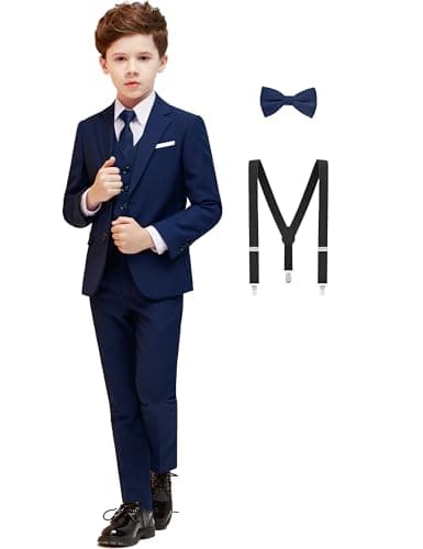 Amazingkitty Boys Husky Suit Set - Dark Blue Formal Boys Suit - Size 14 - Image 1