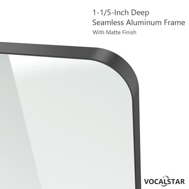 VocalStar Black Metal Framed Bathroom Mirror for Wall, 48 x 36 Inch Large Rounded Rectangle Matte Black Bathroom Vanity Mirror Farmhouse, 1/4-inch Shatterproof Glass | Ultra-Flush Hanging - Image 4