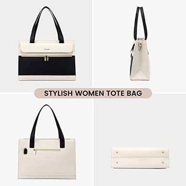 LOVEVOOK Laptop Tote for Women - 15.6 Inch Professional Leather Computer Briefcase - Waterproof Shoulder Bag - Large Capacity Business & Office Bag - Image 8