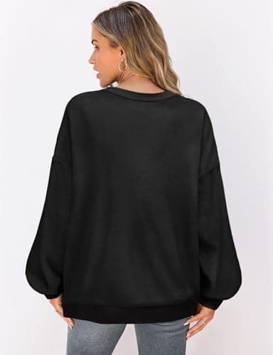 UEU Women Oversized Sweatshirts Casual Crewneck Fashion Trendy Pullover Top Black XX-Large - Image 5
