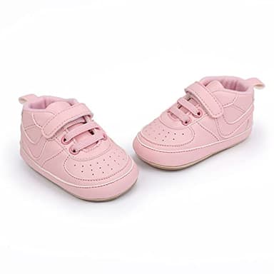 Clowora Unsex Baby Shoes Boys Girls Infant Sneakers Non-Slip Soft Rubber Sole Toddler Crib First Walker Lightweight Shoes (A02/Pink,3-6 Months) - Image 4