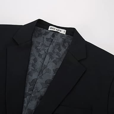 GRACE KARIN Men's Casual 2 Button Suit Blazer Jacket Slim Fit Notch Lapel Collar Sport Coat Black M - Image 4