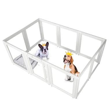 Everfront Clear Acrylic Plastic Dog Playpen Indoor,for Puppy Cat Rabbit Ferret Transparent Pet Pen,Easy Assemble Whelping Crate Kennel Cage Enclosure for Small & Medium Dogs (30.3" Height, 10PCS) - Image 1