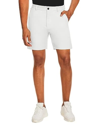 PULI Mens Golf Dress Shorts Business Casual Stretch Work Hiking Quick Dry Lightweight with Pockets White 38 - Image 2