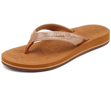 ONCAI Women's Flip Flops Comfortable Summer Beach Thong Sandals for Women 2025 with Cushion Walking Arch Support Yoga Mat Indoor Outdoor Soles Khaki Size 7 - Image 7