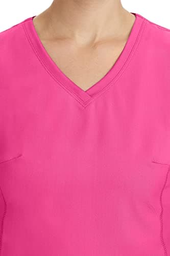 Healing Hands Yoga Scrubs Top for Women Purple Label 2 Pocket V-Neck Women's Scrub Top 2245 Juliet Shocking Pink 2XL - Image 5