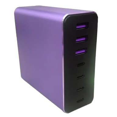 Aluminum Alloy USB C Charger GaN Fast USB C Charging Station 7 Ports 65W Laptop Charger for MacBook Pro/Air/iPad Pro/iPhone (Purple) - Image 7