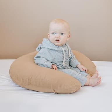 Konssy Muslin Nursing Pillow Covers, Soft and Cute Nursing Covers for Breastfeeding Pillows, Ideal for Newborn Baby Boys and Girls (Camel, Moon) - 2 Pack - Image 5