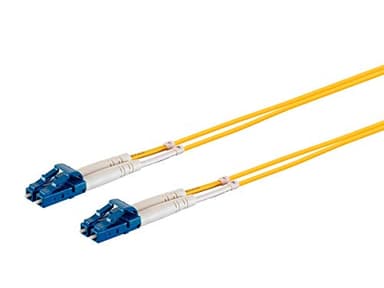 Monoprice Fiber Optic Cable - 2 Meter - Yellow | LC/UPC-LC/UPC, G657A1, Single Mode, Duplex, 2mm, PVC - Image 1