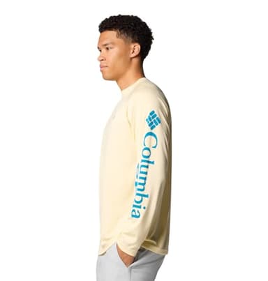 Columbia Men's Terminal Tackle Long Sleeve Shirt, Lemon Wash/Blue Echo Logo, Medium - Image 3