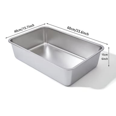 FUTAM Stainless Steel Litter Box, 23.6“x15.7"x6" Deep Stainless Steel Cat Litter Box Extra Large, XL Metal Litterbox for Big Cats with High Sides, Non Stick Surface, Easy to Clean - Image 5